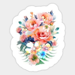 Watercolor pink flowers Sticker